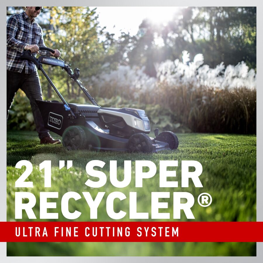 Toro	60V Max* 21 in. (53 cm) Super Recycler® w/Personal Pace® & SmartStow® Lawn Mower with 7.5Ah Battery
