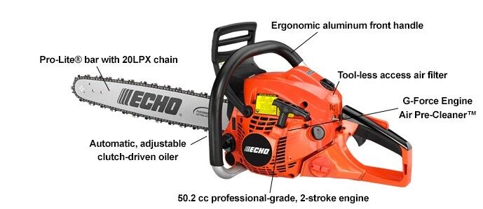 ECHO CS-501P Chainsaw with 20 Inch Bar and Chain