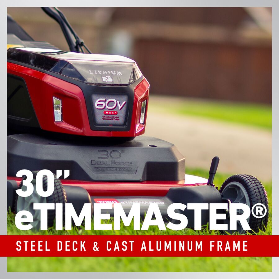 Toro 60V MAX* 30 in. (76 cm) eTimeMaster® w/Personal Pace® Lawn Mower - 10.0Ah + 5.0Ah + 2.5Ah Batteries Included(21493)